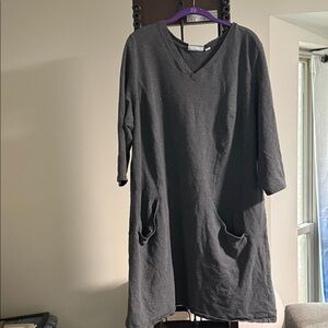 Denim&Co. Charcoal Gray Casual Dress with Pockets